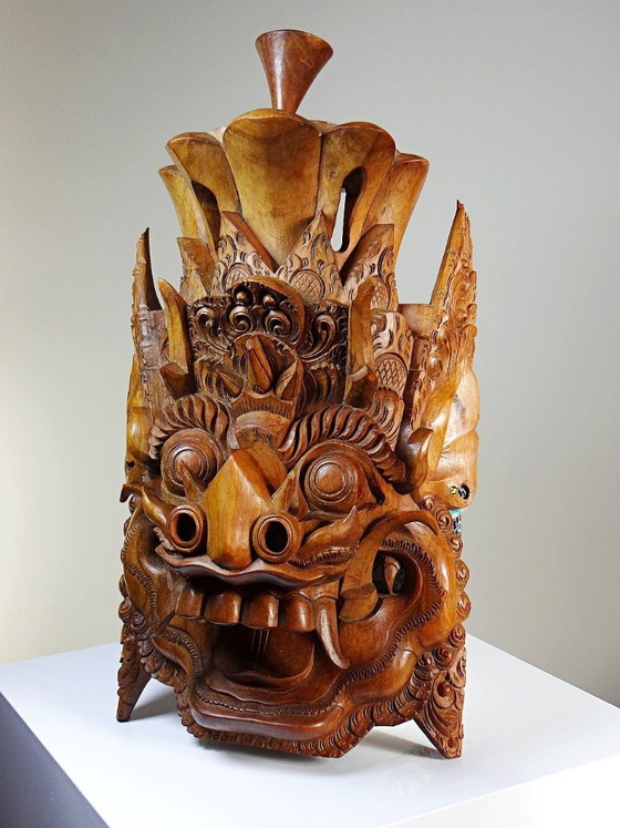 Grande maschera da parete vintage Barong di Bali in legno intagliato 1960-1980 – Decorazioni murali, Wood (photo 7 of 15)