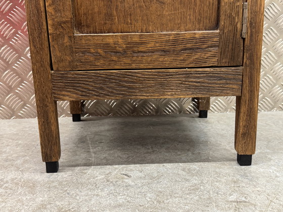 Image 1 of Art Deco Amsterdamse school nachtkast met marmer blad