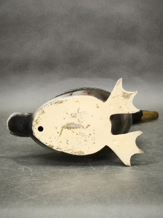 Image 1 of Sculpture de canard en laiton coulé peint à la main, fabriquée en France dans les années 1960