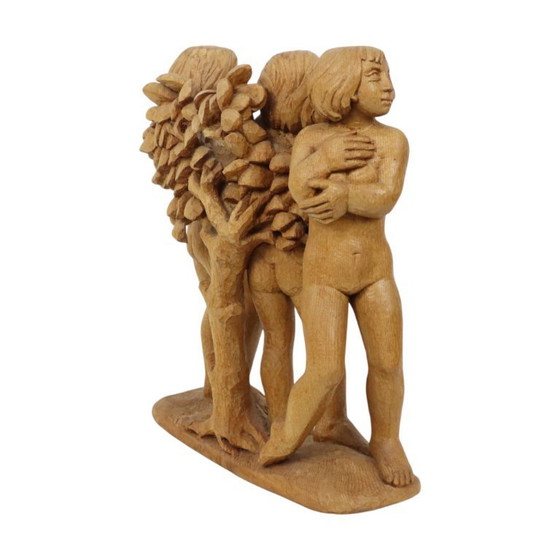 Image 1 of Estatua de roble, mujer desnuda, Fonteyne