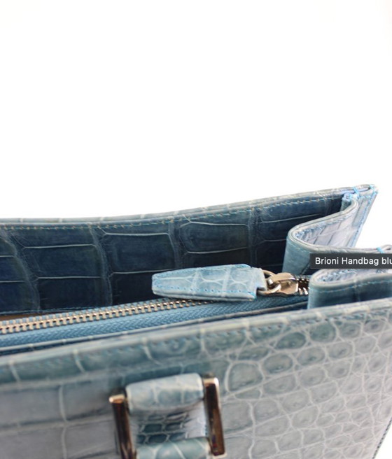 Image 1 of Brioni Tote Bag Blue Crocodile