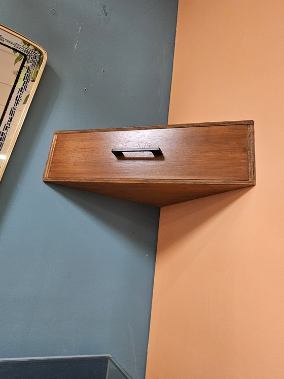 Comodino Angolare a Parete Flottante Vintage Mid-Century – Comodini, Iron, Wood (photo 9 of 11)