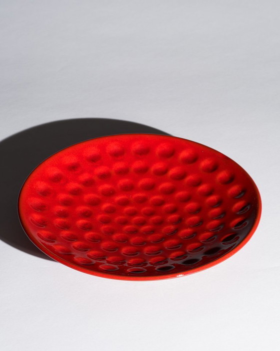 Image 1 of Melitta Ceracron Sculpturale Rode Keramische Opladerkom Wandbord Duitsland jaren 70 WGP