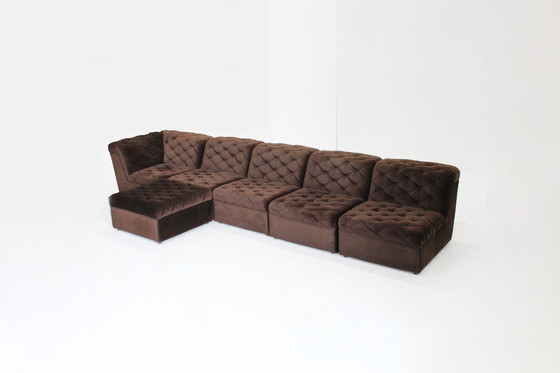 Image 1 of Vintage modular elements sofa velour brown 1970s