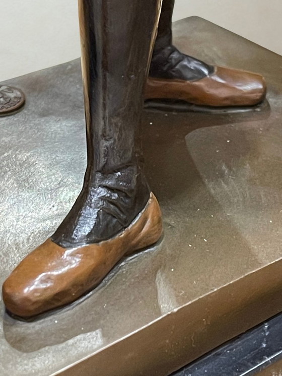 Image 1 of After Edgar Degas – Grande sculpture en bronze polychrome – Danseuse – Socle marbre – 38 cm - 5,4kg