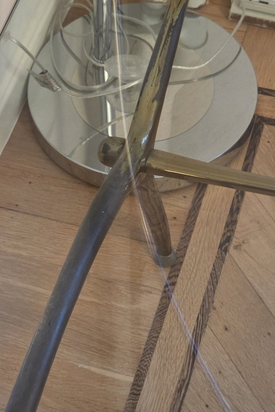 Kouloufi salontafel | Mid-century gepolijst messing en dik glas – Brass (photo 6 of 8)