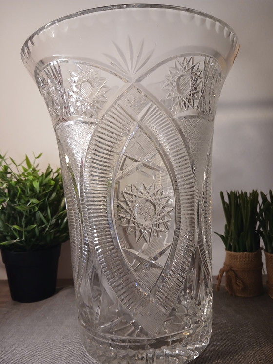 Monumental Hand-Cut Crystal Vase HS SUDETY POLAND 5kg New Condition Category 1 (photo 11 of 12)