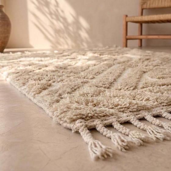 Auténtica Alfombra Bereber Marroquí Tradicional Tejida a Mano 150/250 cm, Ahrend, Lana, Beige (foto 5 de 5)