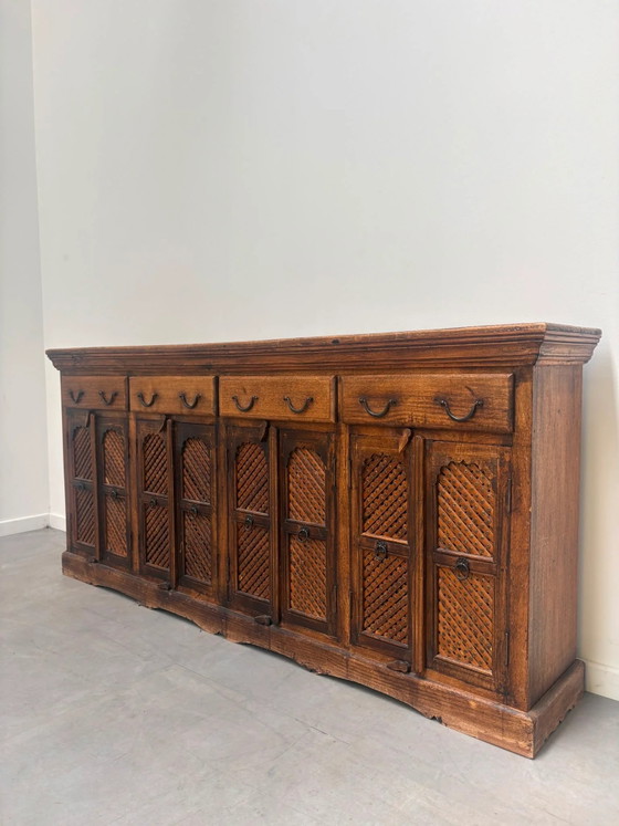 Image 1 of Antique Indian Sideboard with Lattice Doors
