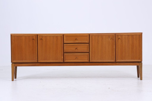 Vintage teak sideboard 60s | Mid - Century TV board with drawers & compartments Retro wood storage #04-57