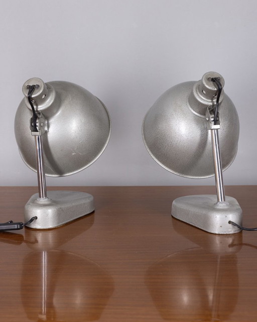 Paire de lampes de table vintage en métal des années 1960, designées par Seminara.