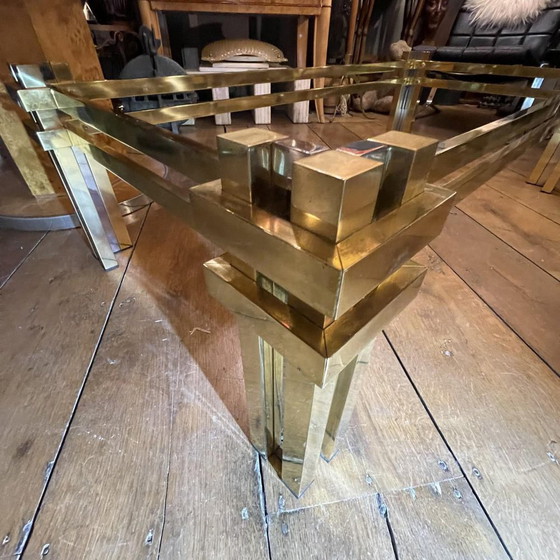 Tavolino vintage in vetro fumé, ottone e metallo cromato, anni '70 – Libri d'arte, Brass, Design (photo 11 of 17)