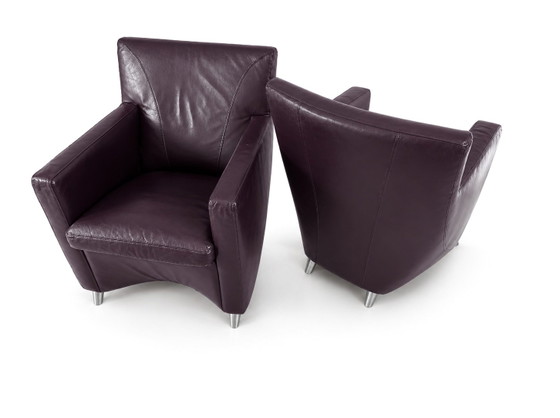 2 fauteuils Leolux Dolcinea en cuir plumeux/violet – Leather, Metal (photo 5 of 8)