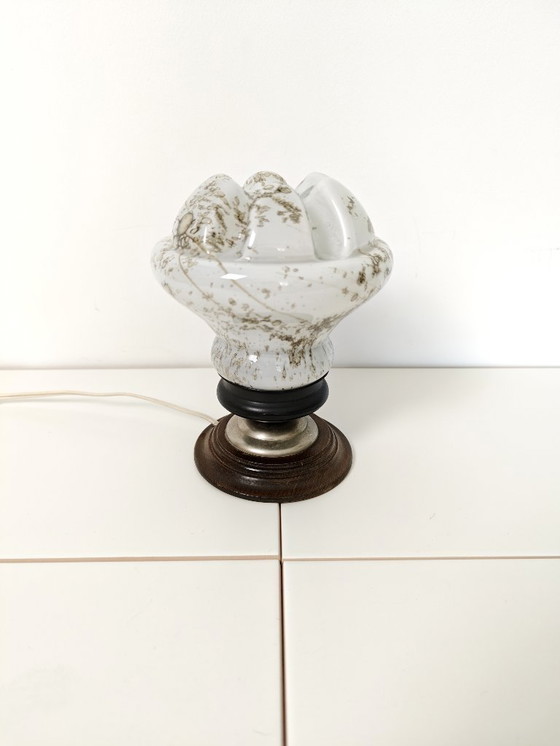 Image 1 of Lampada da tavolo in vetro a bolle d'aria vintage / Lampada da comodino moderna di metà secolo / Luce da comodino retrò degli an
