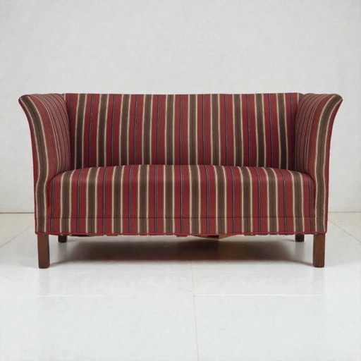 1960s Danish 2-Seater Sofa, Striped Red/Multicolor Furniture Wool