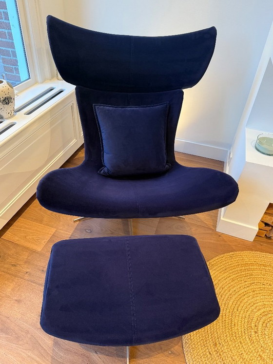 Fauteuil et repose-pieds BoConcept Imola par Henrik Petersen - Velours bleu foncé – Metal, Velvet (photo 17 of 17)