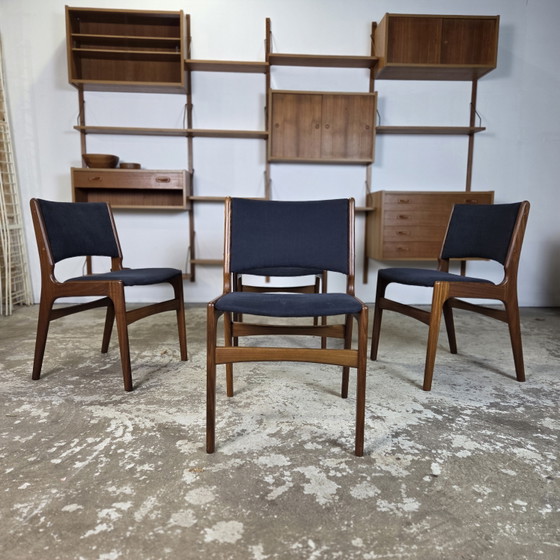 Image 1 of 4x Erik Buch vintage jaren 60 Deense stoel gerestaureerd teak