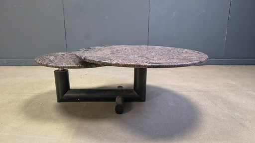 Two tier marble pivoting top coffee table by roche Bobois, 1980s
