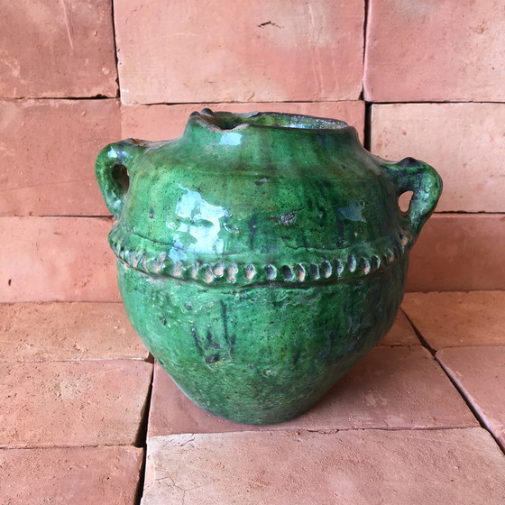 Image 1 of Tamegroute Glazed Earthenware Pottery Vase