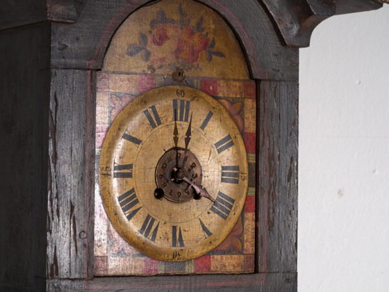 Orologio a pendolo antico in pino dipinto – Europa Centrale, circa 1850 – Iron (photo 22 of 40)