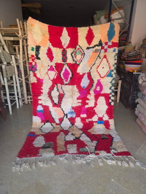Red & Cream Moroccan Boujaad rug 254 x 160 cm 