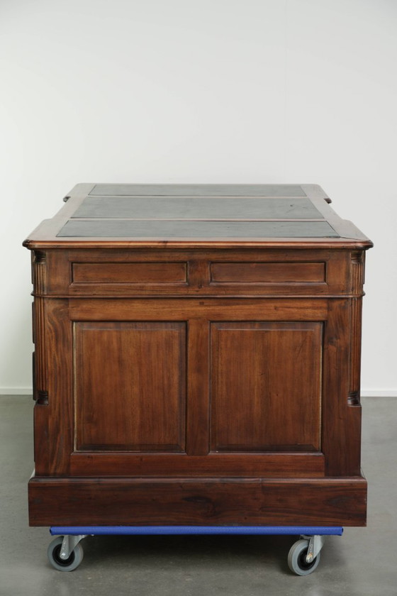 Bureau de partenaire Chesterfield luxueux et pratique avec plateau en cuir vert de style anglais – Bureaux (photo 7 of 16)