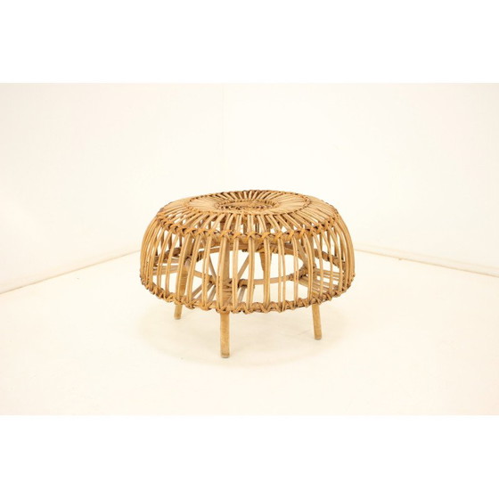 Image 1 of Mid-century rattan stool, Czechoslovakia 1960s