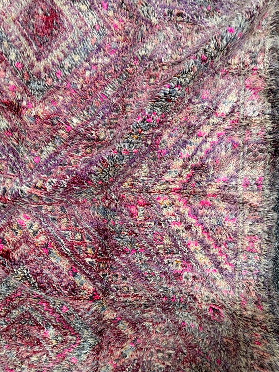 Image 1 of Boujad tapijt 210x390 cm – Vintage Marokkaans tapijt – Groot handgemaakt wollen vloerkleed