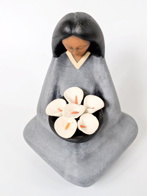 1970s Tonalá "Las Marias" Handmade Figurine | Vintage Mexican Folk Art Pottery