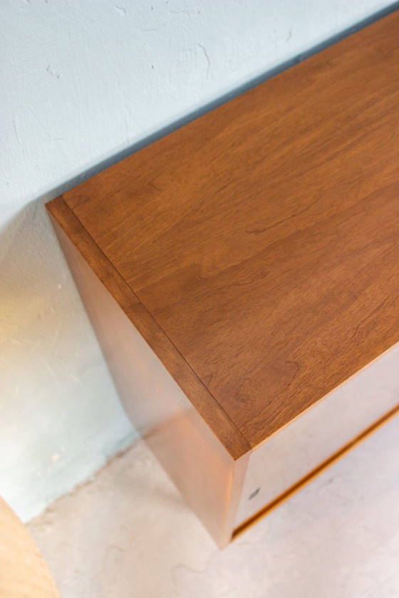 Image 1 of Vintage vitrinekast, boekenkast, ladekast, dressoir, teak, walnoot, jaren 60