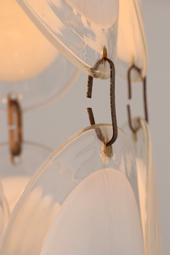 Image 1 of Lustre à disque en verre de Murano vénitien, style italien du milieu du XXe siècle, par Vistosi