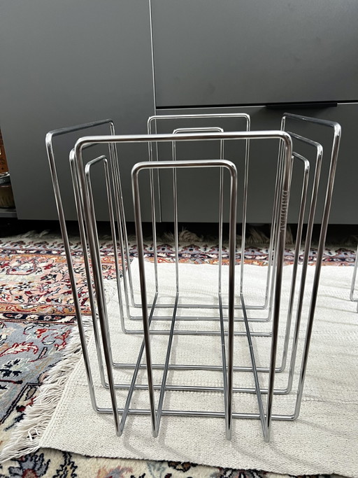 TMP Willi Gläser Newspaper Rack Chrome 1980s Space Age Paper Collector