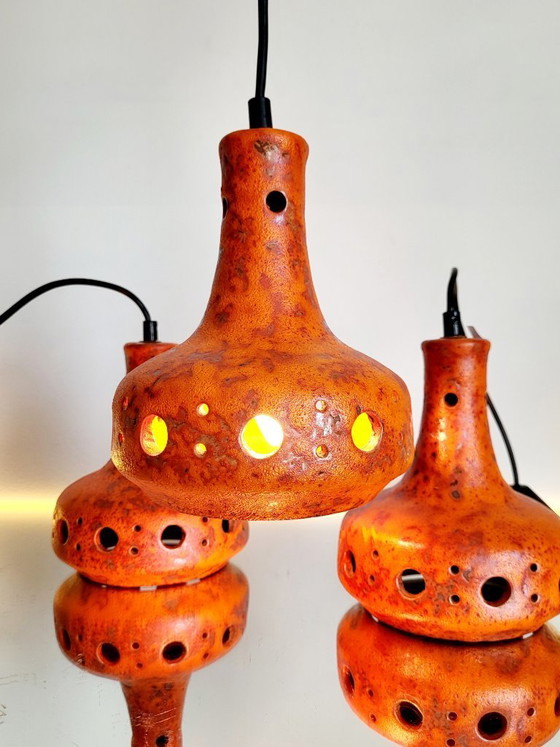 Image 1 of Lampada a sospensione Fat Lava in ceramica, tonalità arancioni, anni '50