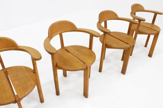Image 1 of Vintage Deense eetkamerstoelen Brahlstorf grenenhout, jaren 70, set van 4 