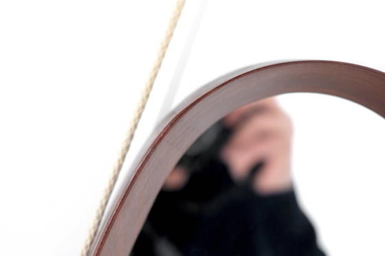 Image 1 of Vintage ovale houten spiegel, Italië, jaren 60.