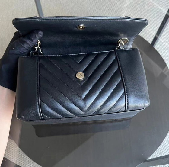 Image 1 of Chanel Seasonal Flap - Calfskin Quilted Small Daily Chevron Flap Black Sereis 27