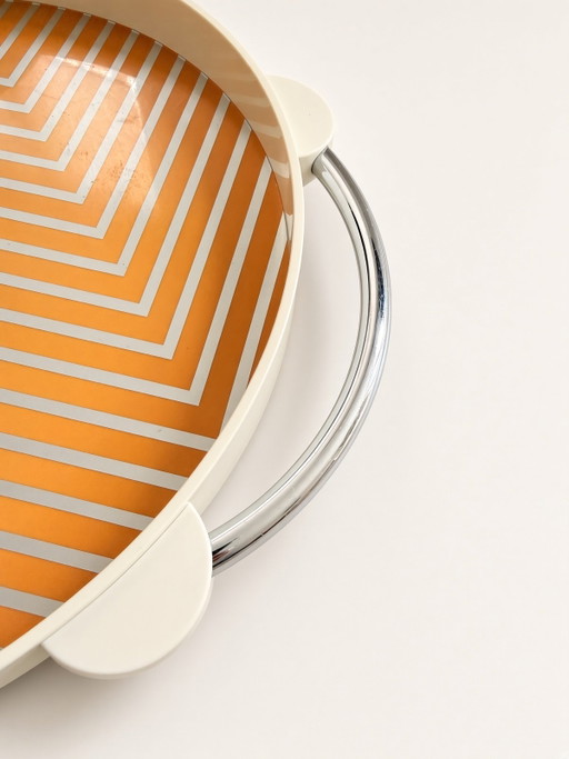 Plateau rond vintage WMF Polytherm très rare - Matteo Thun 1986 | Memphis Group Postmodern – tafelaccessoires (photo 2 of 8)
