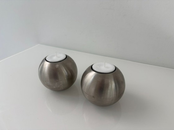 Set of 2 Stainless Steel Candle holders – Double-Sided Design – rvs (photo 4 of 13)