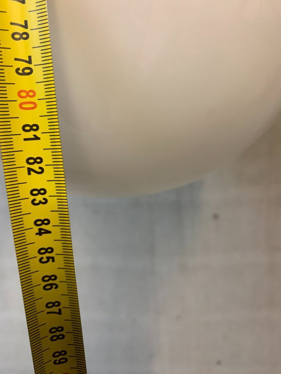 Image 1 of sfera bianca opalina lucida su pendolo in acciaio