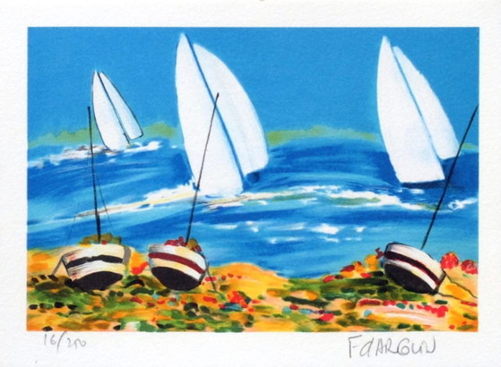Image 1 of François D'ARGUIN Petite suite : régate VII Signed lithograph 1994