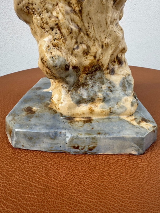 Art Deco keramische badster beeld (1930/40), Beeldhouwkunst, Keramiek, Beige (foto 5 van 15)