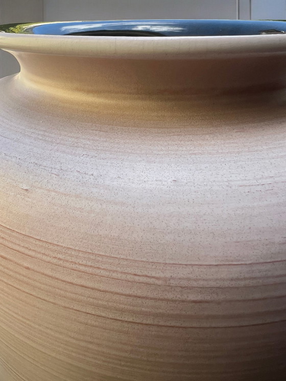 Image 1 of Fritz Van Daalen - Large floor vase, hand-painted in light pink with Japanese lady motif