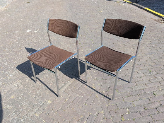 Image 1 of Set van 2 Vintage Gijs van der Sluis Eetkamerstoelen – Jaren 70 Dutch Design