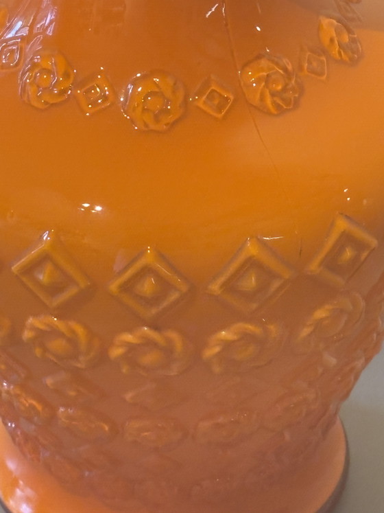 Stelvia Vintage 1960s Orange Opaline Glass Vase (Opalina Fiorentina) Empoli Italy – stelvio empoli (photo 5 of 9)