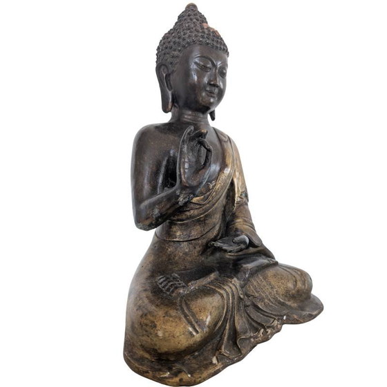 Buda chino sentado con rastros de dorado y marca de laca estampada, lote 190 – Esculturas, Bronze (photo 2 of 15)