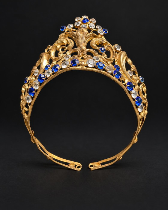 Antigua Tiara Corona Francesa para Estatua Religiosa, Latón Dorado y Cristal, c.1900 – Objetos decorativos (photo 6 of 8)