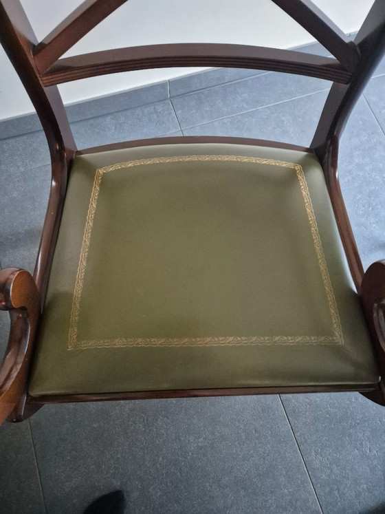 Image 1 of Chaise de bureau de style Régence/Empire en acajou et cuir