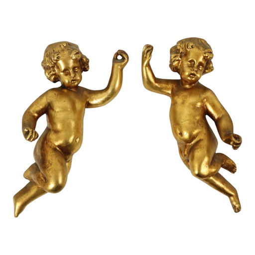 Angels Putti Statues Gold Leaf