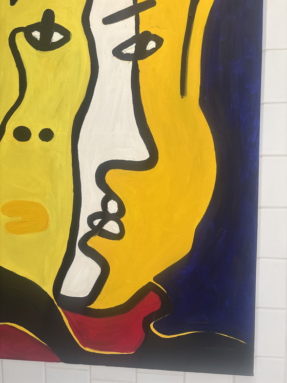 Image 1 of Peinture à l'huile abstraite "deux visages