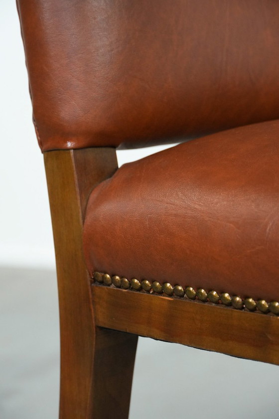 Image 1 of Vintage Scandinavische houten en rundleren bijzet/bureau/stoel uit de jaren ´60/ 70